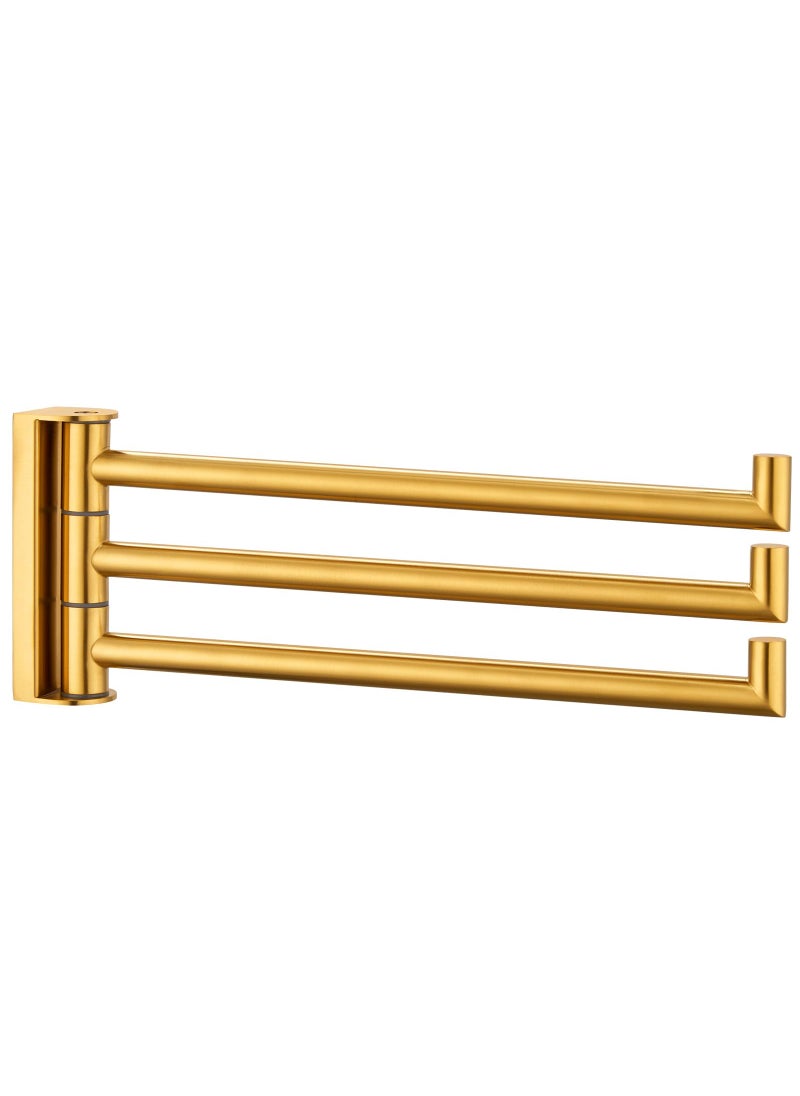 Angle Simple Angle Simple Hand Towel Holder 3 Bars  304 Stainless Steel Swivel Bathroom Towel Bar  Folding Face Towel Rack Brushed Gold  - Image 1