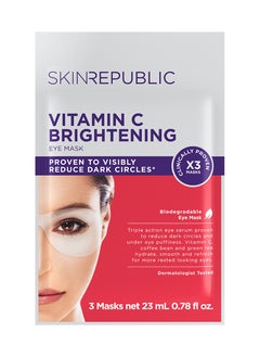SKIN REPUBLIC Skin Republic Brightening Eye Mask, For Bright Youthful Looking Eyes, Targets Dark Circles, With Vitamin C 23ml (3 Masks)  - Image 1