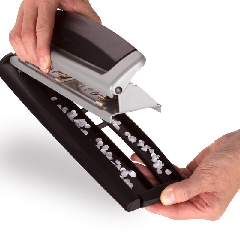 Swingline 3 Hole Punch, 10 Sheet Capacity Three Hole Puncher 3 Ring, Adjustable 2-3 Hole Paper Punch, Precision Pro, Black & Silver (74037) - Image 4
