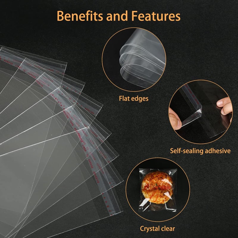 200 OPP Transparent Self-Sealing Bags 5x7 Inch 1.4 Mil Reusable for,Jewelry, Sweets & Packaging - Image 4