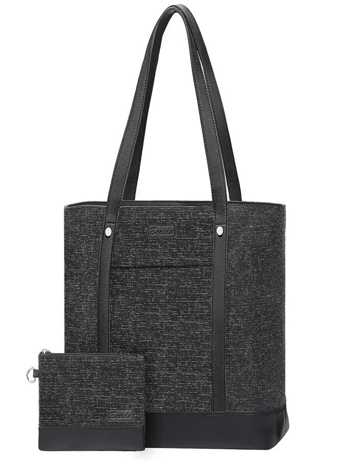 Bosidu Laptop Tote Bag for Women, Water Resistant Canvas Womens Work Tote Bag, Large Capacity Shoulder Bag Fits 15.6 inches Laptop (Dark Grey) - Image 1