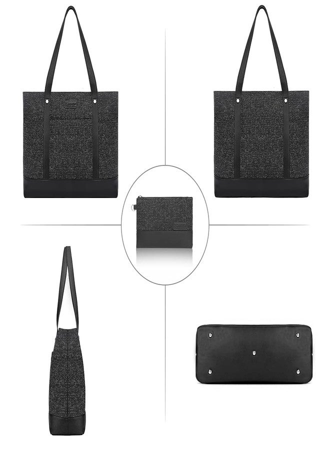 Bosidu Laptop Tote Bag for Women, Water Resistant Canvas Womens Work Tote Bag, Large Capacity Shoulder Bag Fits 15.6 inches Laptop (Dark Grey) - Image 5
