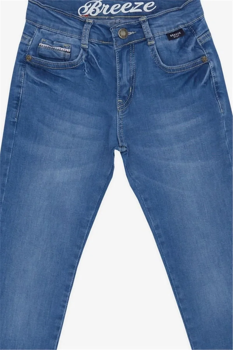 Breeze Boy's Jeans Pants with Pockets, Zipper and Buttons, Age 8-14, Blue