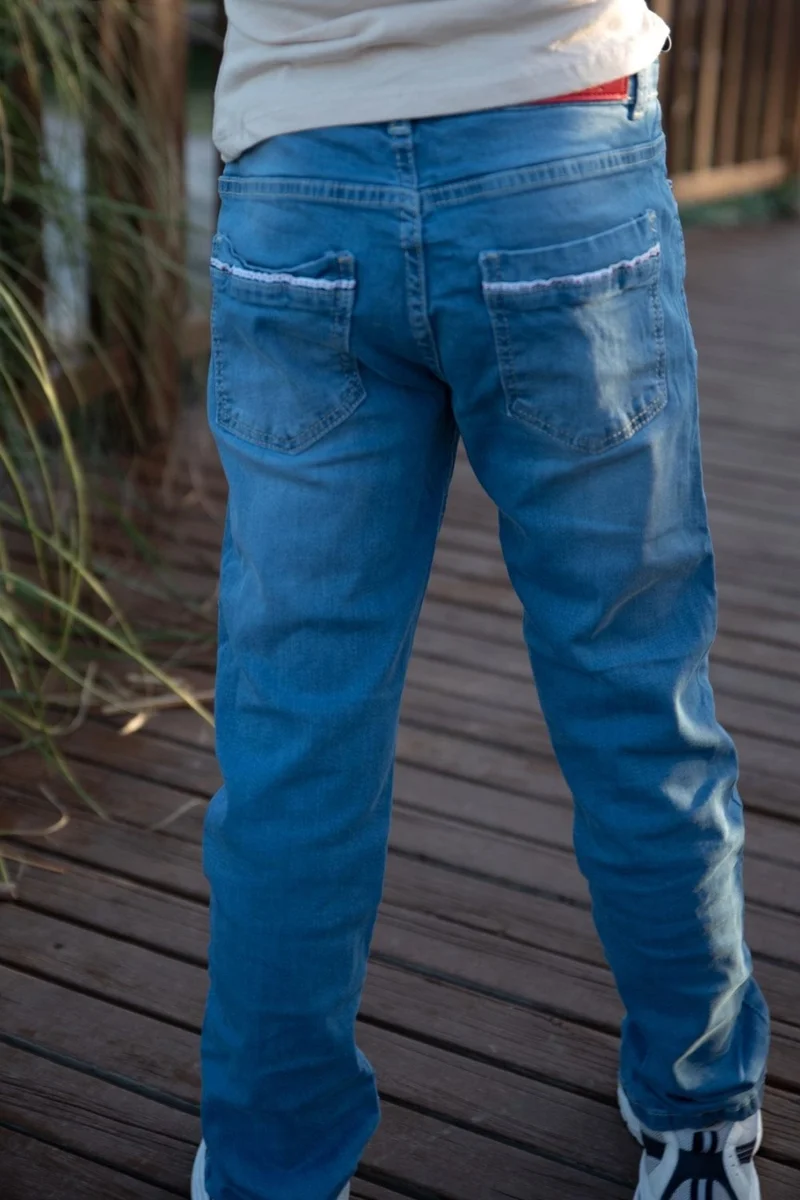 Breeze Boy's Jeans Pants with Pockets, Zipper and Buttons, Age 8-14, Blue