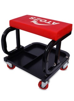 ATOZS ATOZS Rolling Car Creeper Garage/Shop, Stool With Padded Seat, Mechanic With Tool Tray Storage Red stool136 Kg Capacity Stool with Socket Organizer And Steel Frame  Complete Garage Workshop Essentials  - Image 2