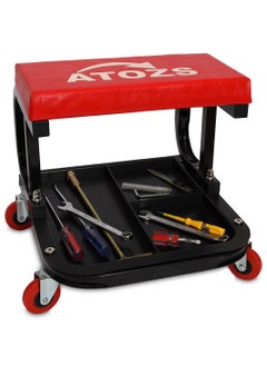 ATOZS ATOZS Rolling Car Creeper Garage/Shop, Stool With Padded Seat, Mechanic With Tool Tray Storage Red stool136 Kg Capacity Stool with Socket Organizer And Steel Frame  Complete Garage Workshop Essentials  - Image 3
