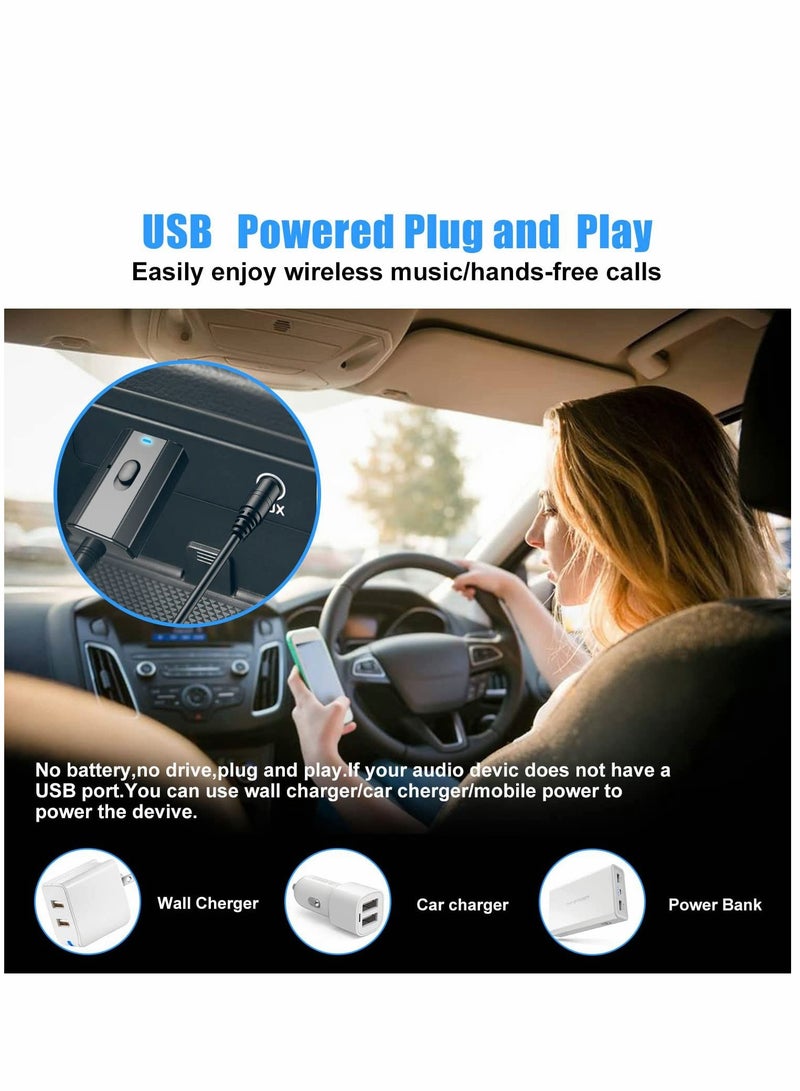 Bluetooth Adapters, Wireless Bluetooth, Bluetooth Receiver, Bluetooth Transmitter, for Car Headphone Home Stereo, for TV PC, 5.0 Music Receiver USB Bluetooth Transmitter Receiver 2 in 1 2 PCS (Black) - Image 4
