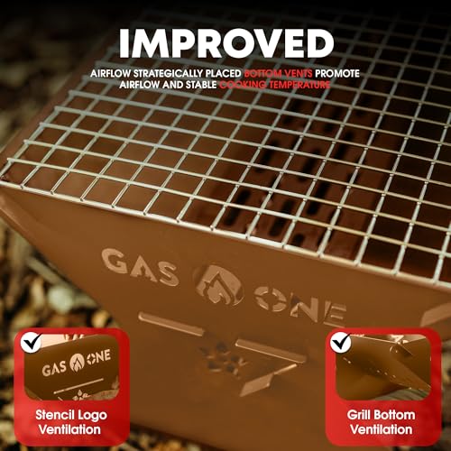 GasOne 15” Portable Charcoal Grill – Foldable BBQ Grill – Camping Grills for Backyard, Bonfire, Patio – Heavy-Duty Portable Fire Pit – Camp Cooking Gear, Brown - Image 4