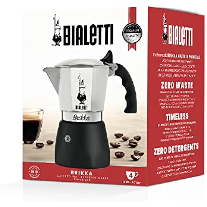 بياليتي ماكينة صنع القهوة بريكا المصنوعة من الألومنيوم والمُثبتة على الموقد بسعة 4 أكواب وسعة 180 مل، صنع في إيطاليا، وعاء موكا بريكا 2020 الجديد، ماكينة صنع القهوة الوحيدة القادرة على إنتاج كريمة الإسبريسو بسعة 4 أكواب - Image 5