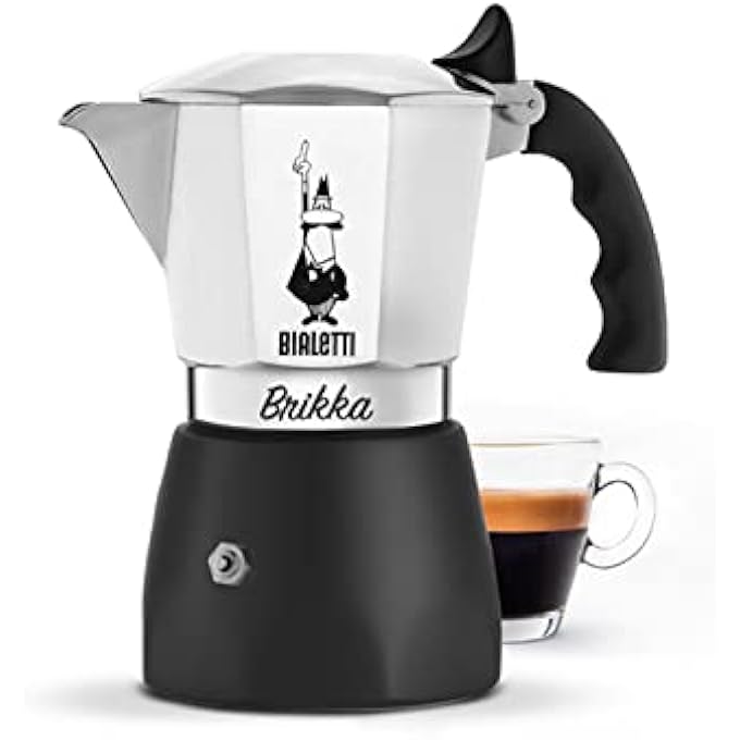 بياليتي ماكينة صنع القهوة بريكا المصنوعة من الألومنيوم والمُثبتة على الموقد بسعة 4 أكواب وسعة 180 مل، صنع في إيطاليا، وعاء موكا بريكا 2020 الجديد، ماكينة صنع القهوة الوحيدة القادرة على إنتاج كريمة الإسبريسو بسعة 4 أكواب - Image 1