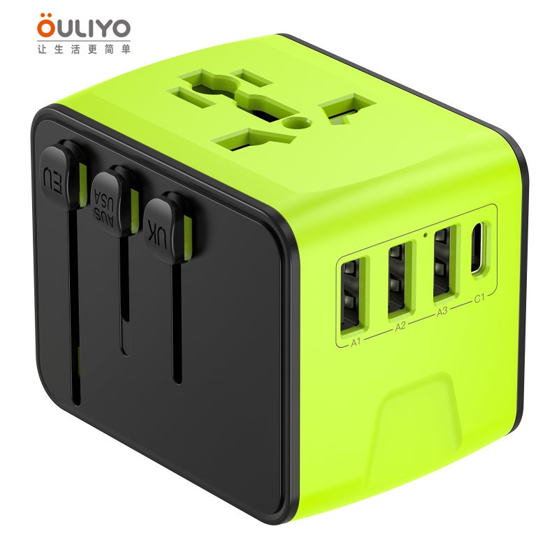 New Smart Recognition Output Converter Plug with 3 USB + TYPE-C for International Travel, Business, and Study Abroad