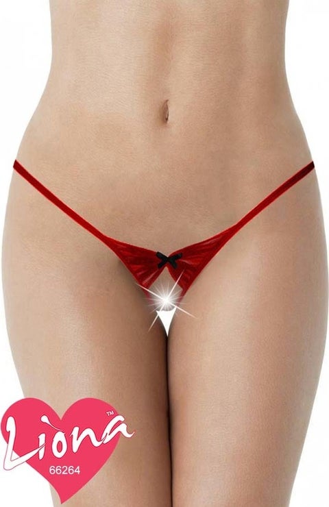 Net Open Drawstring Butterfly Thong Model