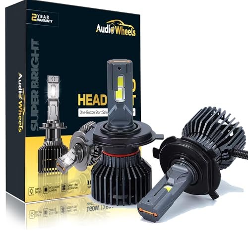 Audio Wheels Grey H4/H19–160W LED Headlight Bulbs Super Bright, 16,000 Lumens, 6000K Cool White for Quick Installation. - Image 1