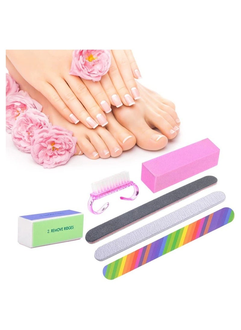 ORiTi 6pcs Nail Manicure Kit Brush Durable Buffing Grit Sand Fing Art Accessories Sanding Nail Files Random Color  - Image 3