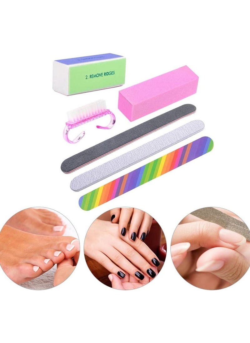 ORiTi 6pcs Nail Manicure Kit Brush Durable Buffing Grit Sand Fing Art Accessories Sanding Nail Files Random Color  - Image 2