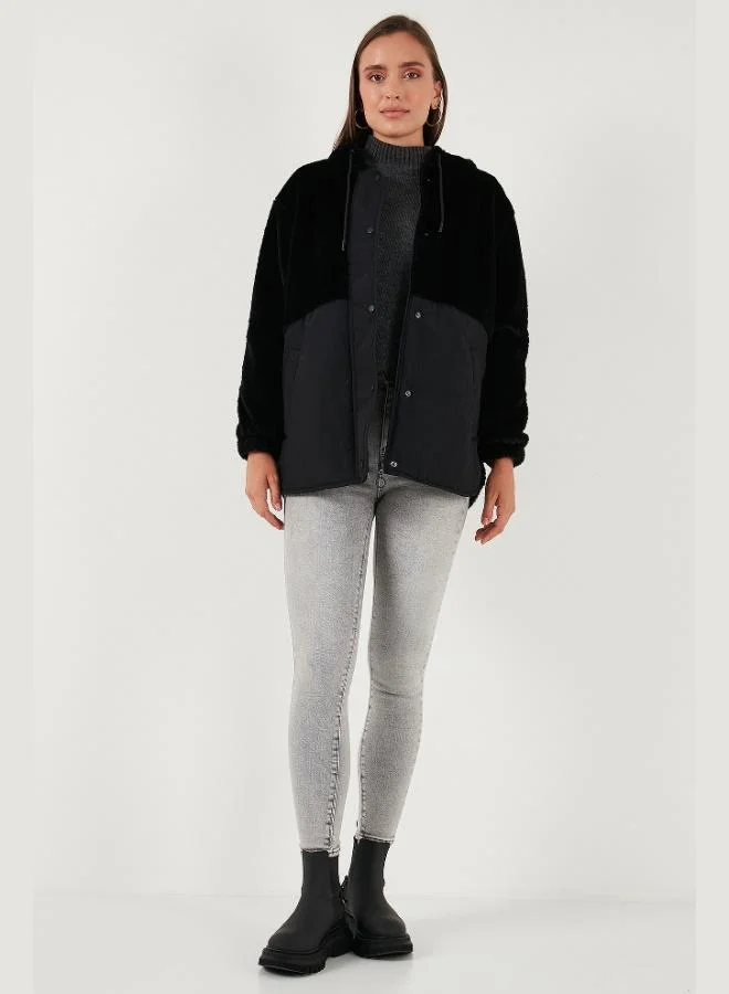 ليلا معطف ليلا للنساء بياقة بغطاء رأس وملمس ناعم