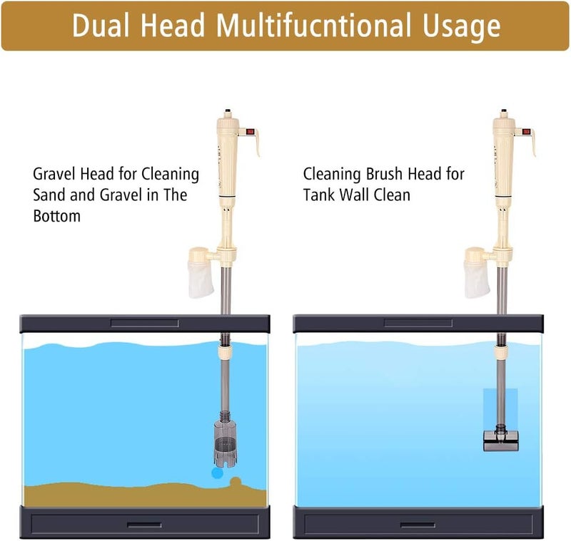 klarako Aquarium Gravel Cleaner, Electric Automatic Fish Tank Gravel Vacuum Cleaning Battery Operated Siphon Pump Water Changer for Fish Tank - Image 1