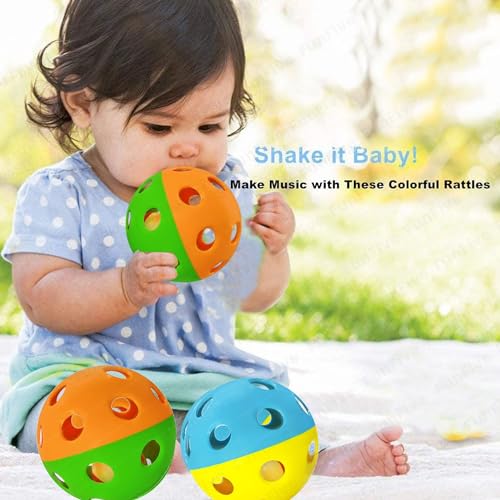 FunFive Baby Rattles Ringing Balls - Pack of 2 Pcs Rattle Ball for Babies, Balls for Babies, Sound Toys for Baby & Toddlers, Early Development Toys for Children (Multicolor) - Image 5