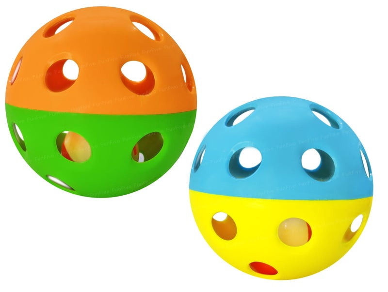 FunFive Baby Rattles Ringing Balls - Pack of 2 Pcs Rattle Ball for Babies, Balls for Babies, Sound Toys for Baby & Toddlers, Early Development Toys for Children (Multicolor) - Image 1