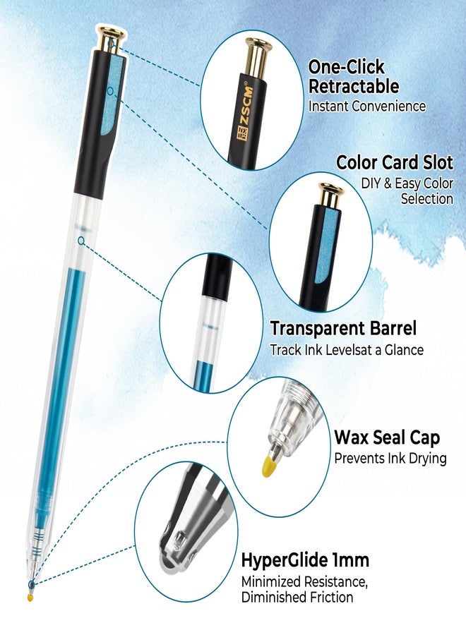 ZSCM Retractable Metallic Gel Pens, 7 Colors Large Capacity Lustrous Metallic Gel Ink Pens for Adult Coloring, 1.0 mm Fine Point Smooth Writing Color Pen for Tech Design Note Taking Aesthetic Art Supplies - Image 2