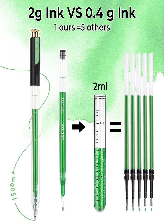 ZSCM Retractable Metallic Gel Pens, 7 Colors Large Capacity Lustrous Metallic Gel Ink Pens for Adult Coloring, 1.0 mm Fine Point Smooth Writing Color Pen for Tech Design Note Taking Aesthetic Art Supplies - Image 3