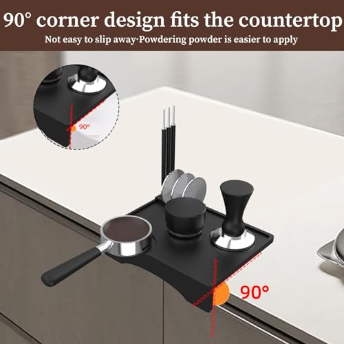 MTROYALDIA Coffee Tamper Tool, Silicone Rubber Espresso Tamping Mat, Double Hole Corner Edge Practical Stand Tamp Station 63MM to Protect Your Worktop for Espresso Baristas Powder Maker - Image 5