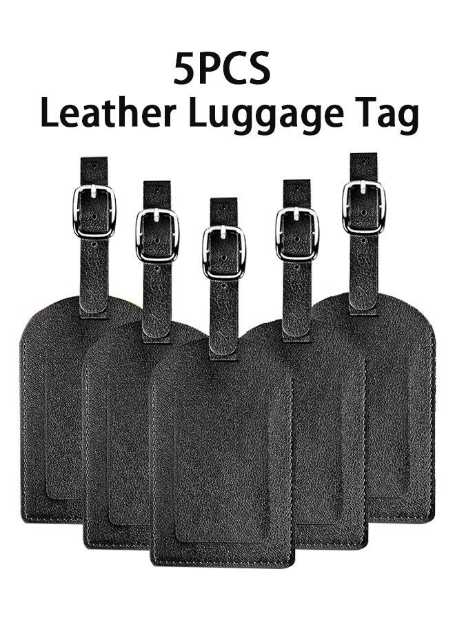 GMORO Luggage Tags,5 Pack Leather Luggage Tag Identifiers Travel Tags Luggage ID Tags with Full Back Privacy Cover for Women Men - Image 1