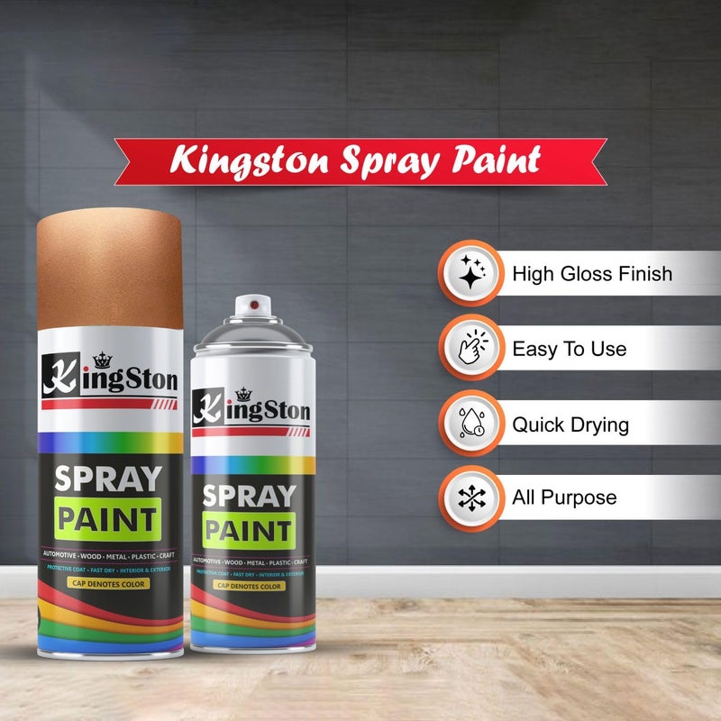 Kingston طلاء أكريليك رذاذ متعدد الأسطح - طلاء DIY للمعادن، الخشب، الجدران - علبة 400 مل - 1 قطعة (كروم لامع) - Image 4