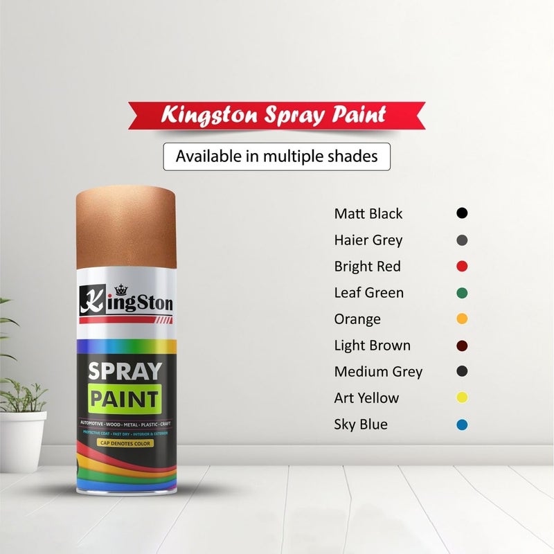 Kingston طلاء أكريليك رذاذ متعدد الأسطح - طلاء DIY للمعادن، الخشب، الجدران - علبة 400 مل - 1 قطعة (كروم لامع) - Image 2