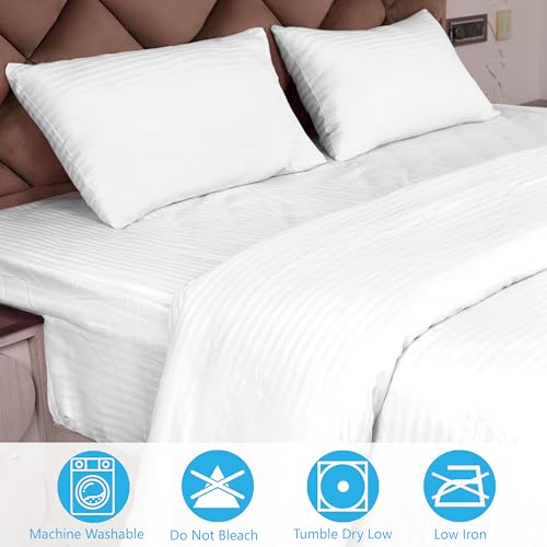 AVI Duvet Cover - King Size - Premium Cotton - Duvet/Quilt/Comforter Cover- 91 x 101 inches with 2 Pillow Covers (White) - Image 4
