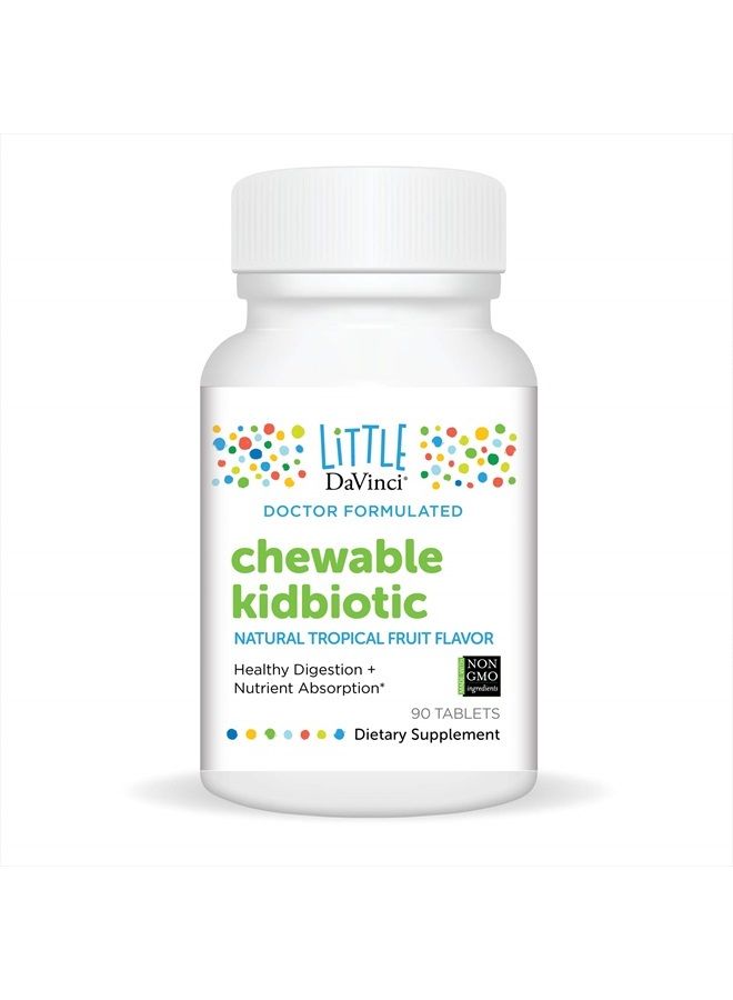 Davinci Labs Chewable Kidbiotic - Kids Probiotics to Support Digestion, a Healthy Gut, Brain Health and Immunity - with Probiotics, Amylase, and More - Tropical Fruit Flavor - 90 Chewable Tablets - Image 1