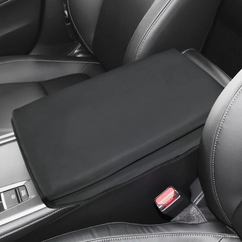 INTGET Car Console Cover for 2020 2021 2022 Honda Accord Accessories 2019 2018 Leather Armrest Cover Middle Arm Rest Dog Seat Protector Interior Black with Cushion Flat