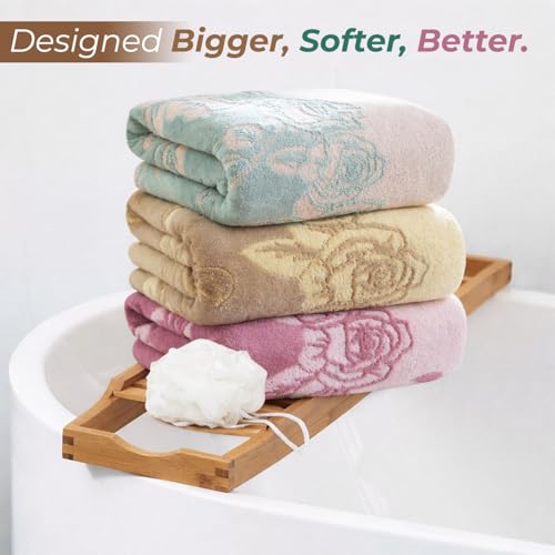 MAXOSHINE Extra Large Size Towels for Bath-Super Soft Jumbo Bath Towels with Hanging Loop-Highly Absorbent Quick Drying Bathing Towel for Men & Women-90x170 cm - Image 2