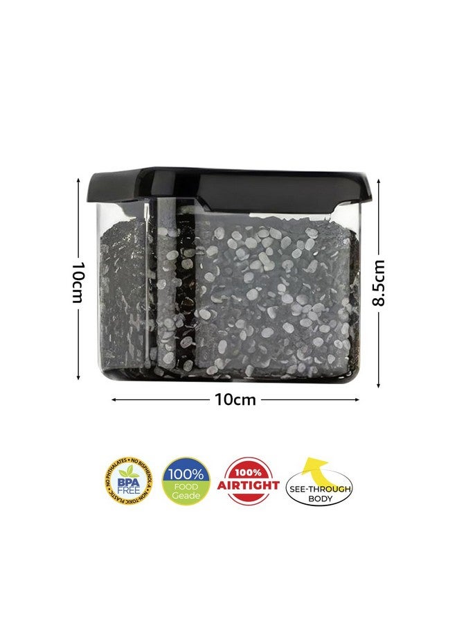 Clazkit Air Tight Modular Containers Storage Set For Kitchen, Pantry Organization, Bpa-Free, Dishwasher Safe (Pack Of 6, Black, 500 ml, Plastic) - Image 2