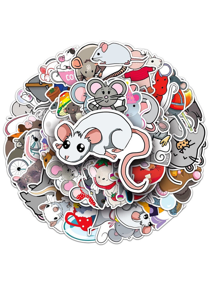 Rats Stickers 50 Pcs Vinyl Cute animals Sticker for Water Bottle Scrapbook Laptop Bumper Cars Bike Guitar Notebook Skateboard Luggage Waterproof Cartoon Mouse Decals for Adults Kids Teens - Image 1