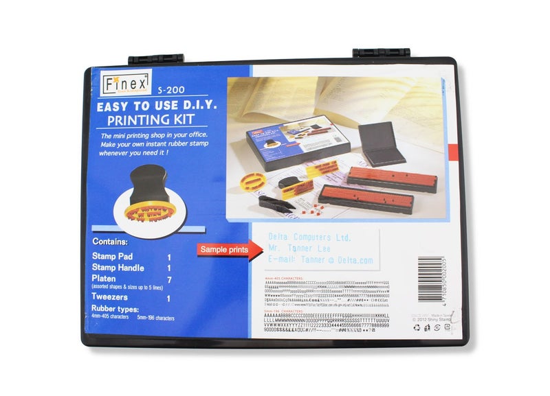 Finex DIY Rubber Stamp Printing Kit - Easy to use D.I.Y. Create Your Own Stamps Set for Business Craft Hobby School Blue Ink Pad Color - Image 2