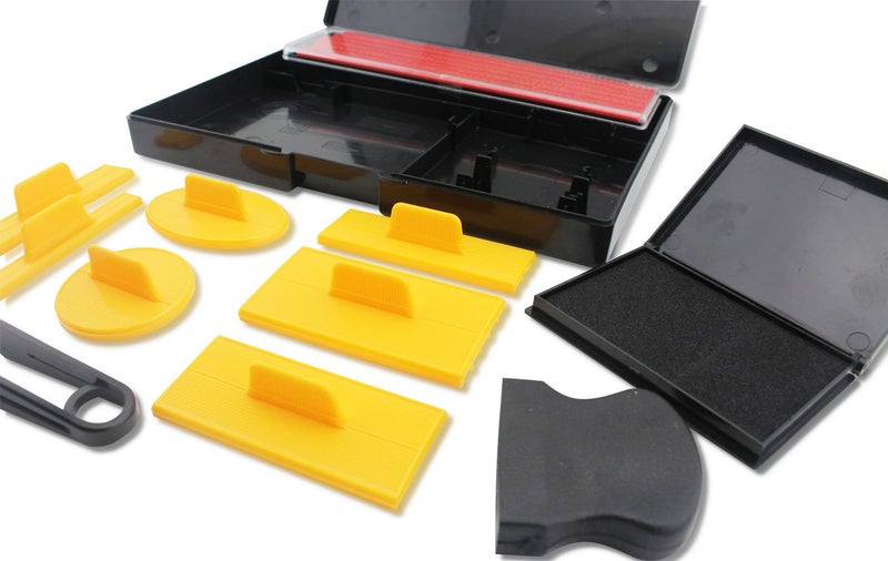 Finex DIY Rubber Stamp Printing Kit - Easy to use D.I.Y. Create Your Own Stamps Set for Business Craft Hobby School Blue Ink Pad Color - Image 5