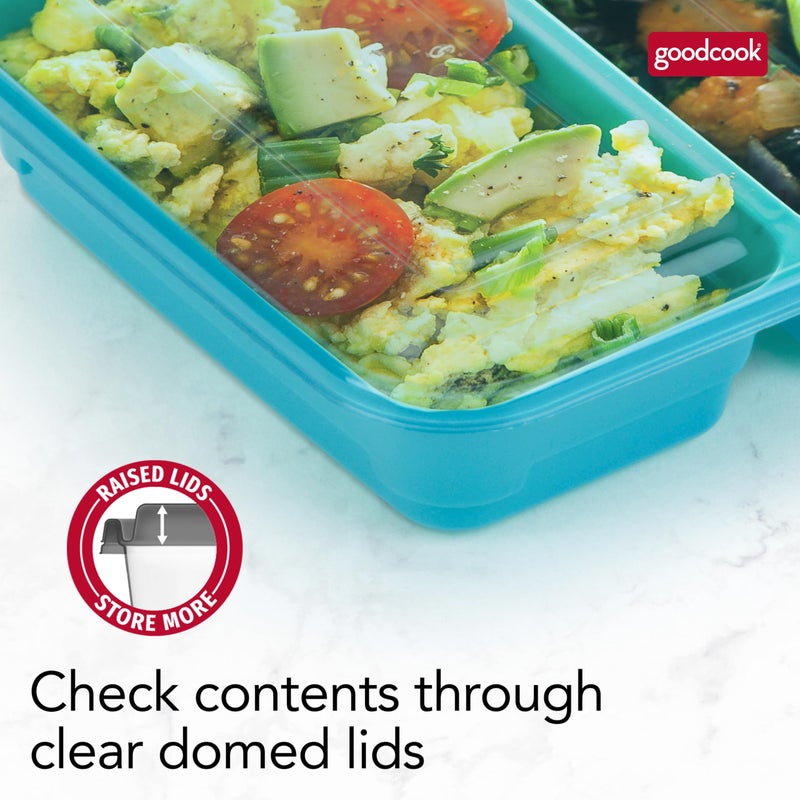 GoodCook Meal Prep Rectangle Two Compartment 60-Piece, Teal, Made without BPA - Image 3