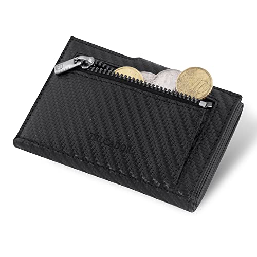 TRUSADOR Venice Men & Women Leather Trifold Wallets RFID Blocking Front Pocket Wallet (Carbon, With Coin Pocket) - Image 4