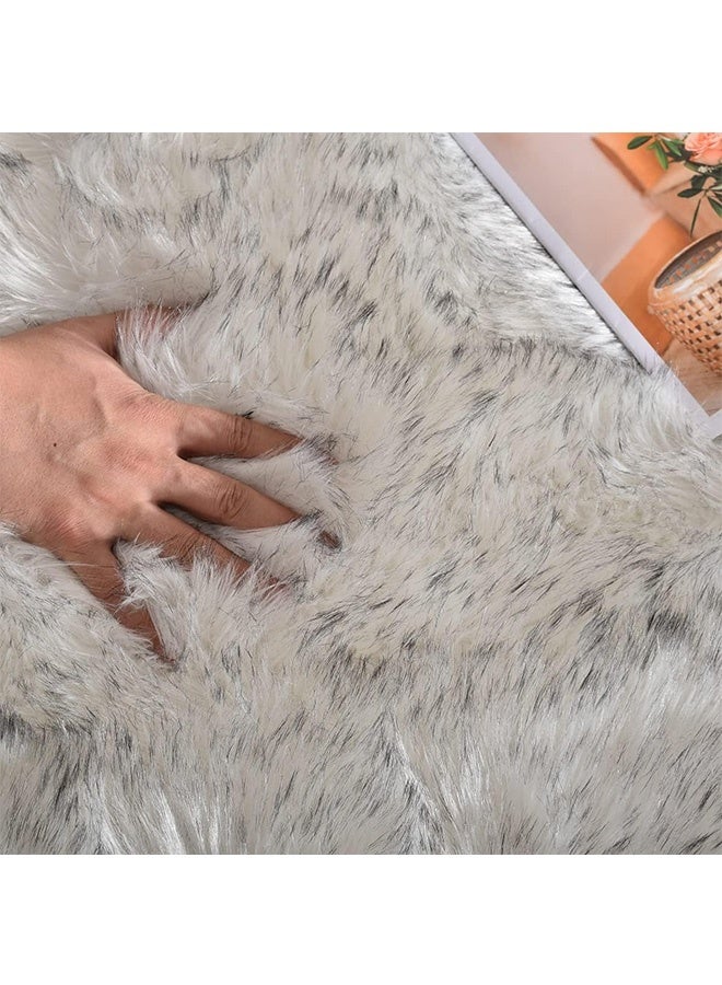 JCB CHIC Fluffy Runner Rugs for Bedroom Living Room Soft Shag Rug 60x90cm , Beige Plush Carpet Non Slip for Nursery Dorm, Fuzzy Bedside Rug for Kids Boys Room Home Decor - Image 4