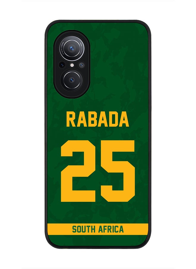 Stylizedd - Rugged Black Edge Case for Huawei Nova 9 SE , Slim fit Soft Case Flexible Rubber Edges Thin Cover - Player Name - Kagiso Rabada, Jersey Number- 25 - Image 1