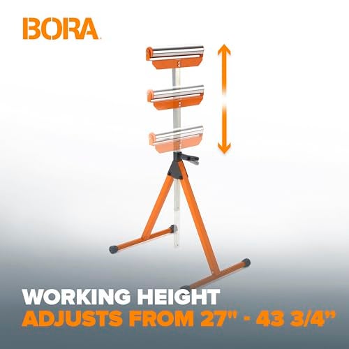 BORA Portamate PM-5090 Adjustable Pedestal Feed Roller Support with 11-1/4" Ball Bearing Steel Roller - Image 2