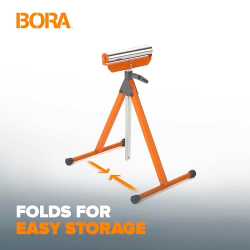 BORA Portamate PM-5090 Adjustable Pedestal Feed Roller Support with 11-1/4" Ball Bearing Steel Roller - Image 4