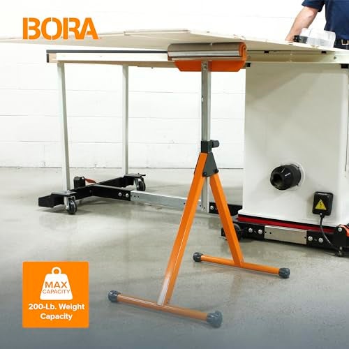 BORA Portamate PM-5090 Adjustable Pedestal Feed Roller Support with 11-1/4" Ball Bearing Steel Roller - Image 3