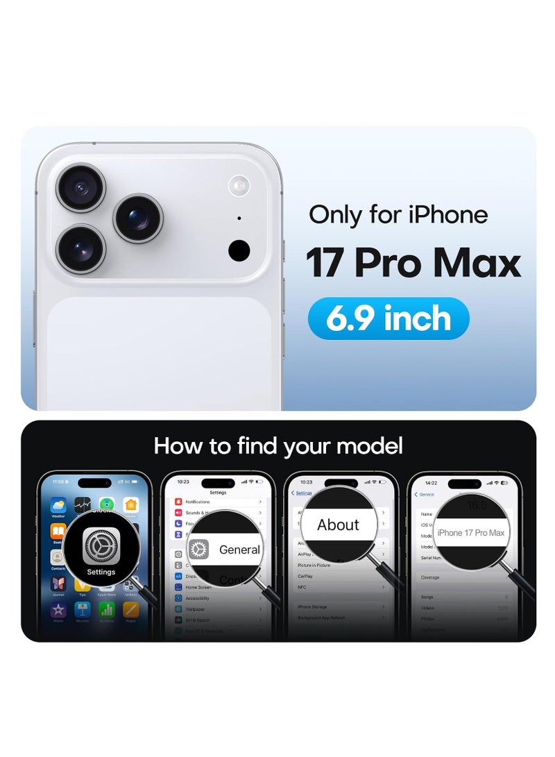 جراب iPhone 17 Pro Max شفاف كريستالي مضاد للصفرة لهاتف iPhone 17 Pro Max مضاد للخدش والسقوط جراب شفاف رفيع لهاتف iPhone 17 Pro Max مقاس 6.9 بوصة - Image 2