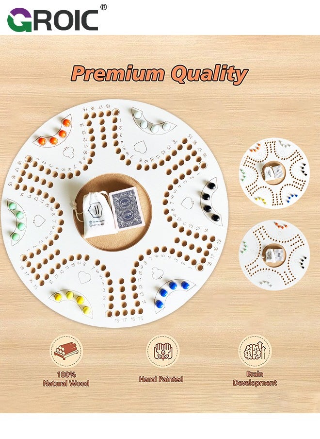 GROIC - Jackaroo Board Game,Ludo Board Game,Double Sided Wooden Board Game for 4 and 6 Players with 24 Marbles and Cards,54 cm x 54 cm Size,Jackaroo Game Family Game Marble Game - Image 1