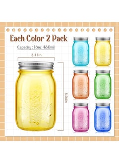 Tessco Tessco 12 Pcs 16 oz Colored Mason Jars with Lids Glass Pint Canning Containers Regular Mouth Kitchen Canisters for Food Storage, Christmas DIY Crafts, NOT Allowed Dishwasher(Fresh Colors)  - Image 3