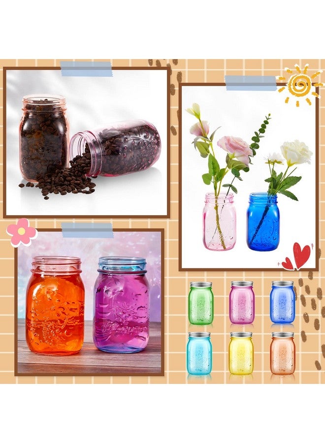 Tessco 12 Pcs 16 oz Colored Mason Jars with Lids Glass Pint Canning Containers Regular Mouth Kitchen Canisters for Food Storage, Christmas DIY Crafts, NOT Allowed Dishwasher(Fresh Colors) - Image 5