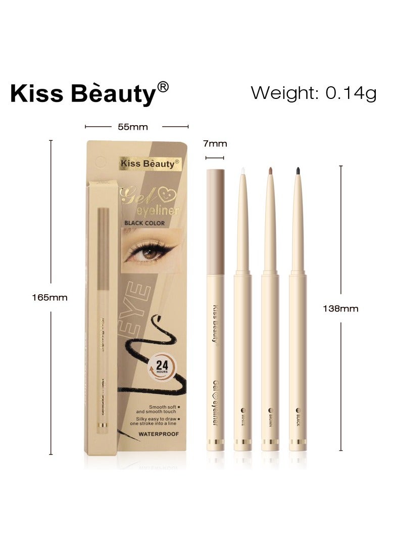 Kiss Beauty Liquid Eyeliner  Pencil 3 Colors Set - Long Lasting Ultra Slim Smooth Waterproof White Brown Eyeliner Pen - Image 2