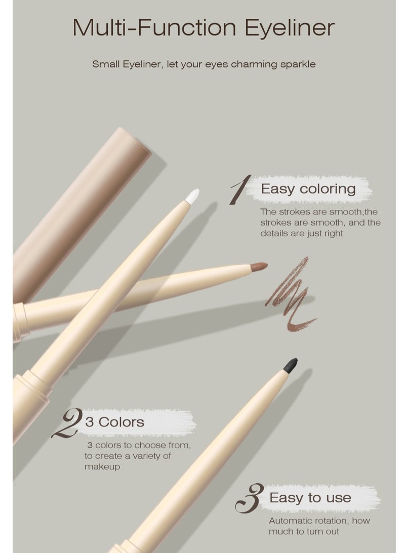 Kiss Beauty Liquid Eyeliner  Pencil 3 Colors Set - Long Lasting Ultra Slim Smooth Waterproof White Brown Eyeliner Pen - Image 3